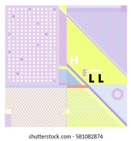Trendy vector summer cards illustration with line elements and abstract colorful textures. Design for poster, card, invitation, brochure, and promotion template. Fashion art print and background.