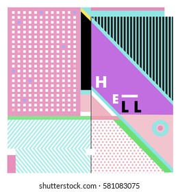 Trendy vector summer cards illustration with line elements and abstract colorful textures. Design for poster, card, invitation, brochure, and promotion template. Fashion art print and background.