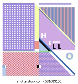 Trendy vector summer cards illustration with line elements and abstract colorful textures. Design for poster, card, invitation, brochure, and promotion template. Fashion art print and background.