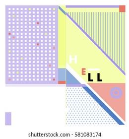 Trendy vector summer cards illustration with line elements and abstract colorful textures. Design for poster, card, invitation, brochure, and promotion template. Fashion art print and background.