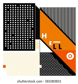Trendy vector summer cards illustration with line elements and abstract colorful textures. Design for poster, card, invitation, brochure, and promotion template. Fashion art print and background.