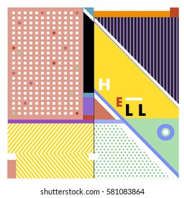 Trendy vector summer cards illustration with line elements and abstract colorful textures. Design for poster, card, invitation, brochure, and promotion template. Fashion art print and background.