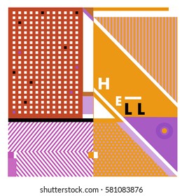 Trendy vector summer cards illustration with line elements and abstract colorful textures. Design for poster, card, invitation, brochure, and promotion template. Fashion art print and background.