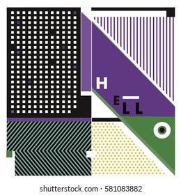 Trendy vector summer cards illustration with line elements and abstract colorful textures. Design for poster, card, invitation, brochure, and promotion template. Fashion art print and background.
