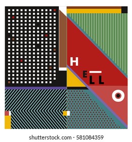 Trendy vector summer cards illustration with line elements and abstract colorful textures. Design for poster, card, invitation, brochure, and promotion template. Fashion art print and background.