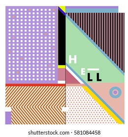 Trendy vector summer cards illustration with line elements and abstract colorful textures. Design for poster, card, invitation, brochure, and promotion template. Fashion art print and background.