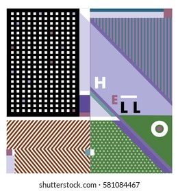 Trendy vector summer cards illustration with line elements and abstract colorful textures. Design for poster, card, invitation, brochure, and promotion template. Fashion art print and background.
