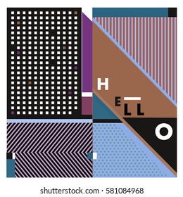 Trendy vector summer cards illustration with line elements and abstract colorful textures. Design for poster, card, invitation, brochure, and promotion template. Fashion art print and background.