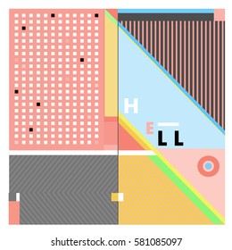 Trendy vector summer cards illustration with line elements and abstract colorful textures. Design for poster, card, invitation, brochure, and promotion template. Fashion art print and background.