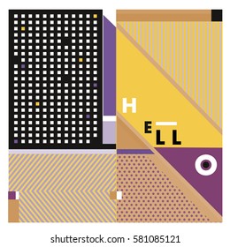 Trendy vector summer cards illustration with line elements and abstract colorful textures. Design for poster, card, invitation, brochure, and promotion template. Fashion art print and background.