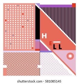 Trendy vector summer cards illustration with line elements and abstract colorful textures. Design for poster, card, invitation, brochure, and promotion template. Fashion art print and background.