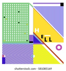 Trendy vector summer cards illustration with line elements and abstract colorful textures. Design for poster, card, invitation, brochure, and promotion template. Fashion art print and background.