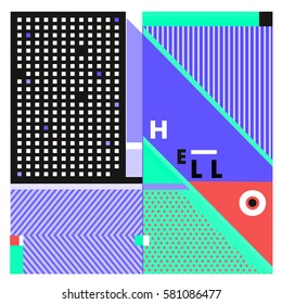 Trendy vector summer cards illustration with line elements and abstract colorful textures. Design for poster, card, invitation, brochure, and promotion template. Fashion art print and background.
