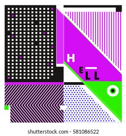 Trendy vector summer cards illustration with line elements and abstract colorful textures. Design for poster, card, invitation, brochure, and promotion template. Fashion art print and background.