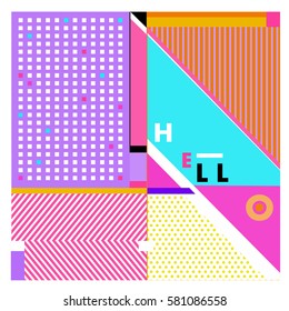 Trendy vector summer cards illustration with line elements and abstract colorful textures. Design for poster, card, invitation, brochure, and promotion template. Fashion art print and background.