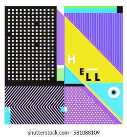 Trendy vector summer cards illustration with line elements and abstract colorful textures. Design for poster, card, invitation, brochure, and promotion template. Fashion art print and background.