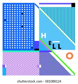Trendy vector summer cards illustration with line elements and abstract colorful textures. Design for poster, card, invitation, brochure, and promotion template. Fashion art print and background.