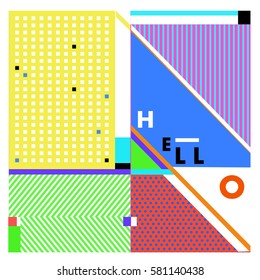 Trendy vector summer cards illustration with line elements and abstract colorful textures. Design for poster, card, invitation, brochure, and promotion template. Fashion art print and background.