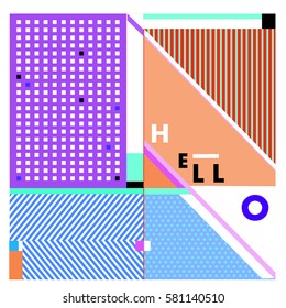 Trendy vector summer cards illustration with line elements and abstract colorful textures. Design for poster, card, invitation, brochure, and promotion template. Fashion art print and background.
