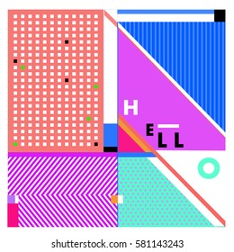 Trendy vector summer cards illustration with line elements and abstract colorful textures. Design for poster, card, invitation, brochure, and promotion template. Fashion art print and background.