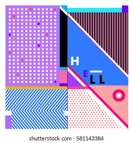 Trendy vector summer cards illustration with line elements and abstract colorful textures. Design for poster, card, invitation, brochure, and promotion template. Fashion art print and background.
