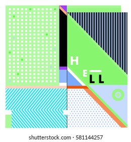 Trendy vector summer cards illustration with line elements and abstract colorful textures. Design for poster, card, invitation, brochure, and promotion template. Fashion art print and background.