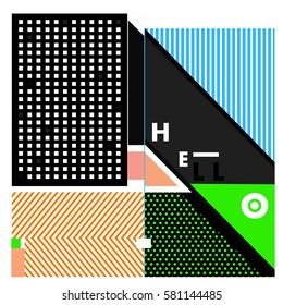 Trendy vector summer cards illustration with line elements and abstract colorful textures. Design for poster, card, invitation, brochure, and promotion template. Fashion art print and background.
