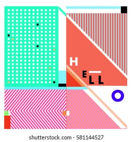 Trendy vector summer cards illustration with line elements and abstract colorful textures. Design for poster, card, invitation, brochure, and promotion template. Fashion art print and background.