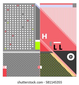 Trendy vector summer cards illustration with line elements and abstract colorful textures. Design for poster, card, invitation, brochure, and promotion template. Fashion art print and background.
