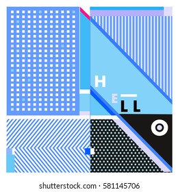 Trendy vector summer cards illustration with line elements and abstract colorful textures. Design for poster, card, invitation, brochure, and promotion template. Fashion art print and background.