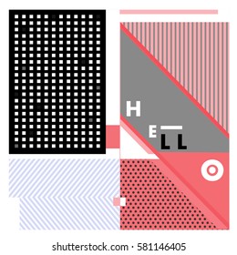 Trendy vector summer cards illustration with line elements and abstract colorful textures. Design for poster, card, invitation, brochure, and promotion template. Fashion art print and background.