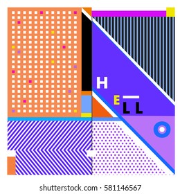 Trendy vector summer cards illustration with line elements and abstract colorful textures. Design for poster, card, invitation, brochure, and promotion template. Fashion art print and background.