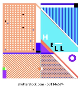 Trendy vector summer cards illustration with line elements and abstract colorful textures. Design for poster, card, invitation, brochure, and promotion template. Fashion art print and background.