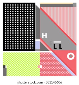 Trendy vector summer cards illustration with line elements and abstract colorful textures. Design for poster, card, invitation, brochure, and promotion template. Fashion art print and background.