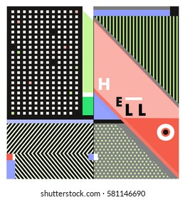 Trendy vector summer cards illustration with line elements and abstract colorful textures. Design for poster, card, invitation, brochure, and promotion template. Fashion art print and background.