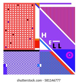 Trendy vector summer cards illustration with line elements and abstract colorful textures. Design for poster, card, invitation, brochure, and promotion template. Fashion art print and background.