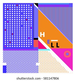 Trendy vector summer cards illustration with line elements and abstract colorful textures. Design for poster, card, invitation, brochure, and promotion template. Fashion art print and background.