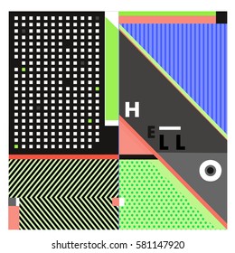 Trendy vector summer cards illustration with line elements and abstract colorful textures. Design for poster, card, invitation, brochure, and promotion template. Fashion art print and background.
