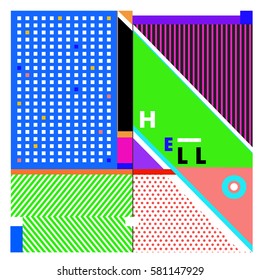 Trendy vector summer cards illustration with line elements and abstract colorful textures. Design for poster, card, invitation, brochure, and promotion template. Fashion art print and background.