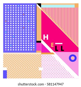 Trendy vector summer cards illustration with line elements and abstract colorful textures. Design for poster, card, invitation, brochure, and promotion template. Fashion art print and background.