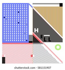 Trendy vector summer cards illustration with line elements and abstract colorful textures. Design for poster, card, invitation, brochure, and promotion template. Fashion art print and background.
