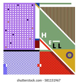 Trendy vector summer cards illustration with line elements and abstract colorful textures. Design for poster, card, invitation, brochure, and promotion template. Fashion art print and background.