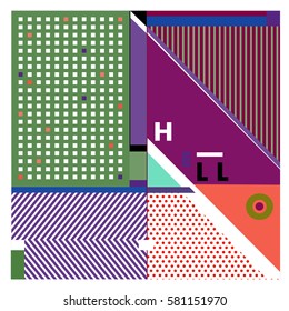 Trendy vector summer cards illustration with line elements and abstract colorful textures. Design for poster, card, invitation, brochure, and promotion template. Fashion art print and background.