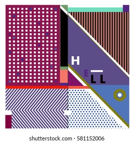 Trendy vector summer cards illustration with line elements and abstract colorful textures. Design for poster, card, invitation, brochure, and promotion template. Fashion art print and background.