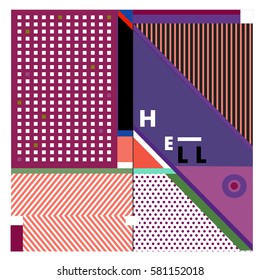 Trendy vector summer cards illustration with line elements and abstract colorful textures. Design for poster, card, invitation, brochure, and promotion template. Fashion art print and background.