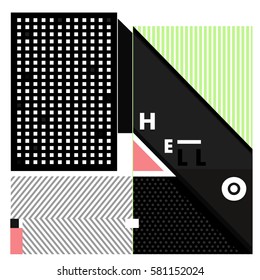 Trendy vector summer cards illustration with line elements and abstract colorful textures. Design for poster, card, invitation, brochure, and promotion template. Fashion art print and background.