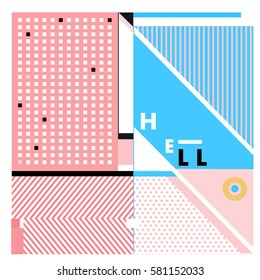 Trendy vector summer cards illustration with line elements and abstract colorful textures. Design for poster, card, invitation, brochure, and promotion template. Fashion art print and background.