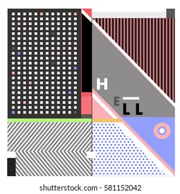 Trendy vector summer cards illustration with line elements and abstract colorful textures. Design for poster, card, invitation, brochure, and promotion template. Fashion art print and background.