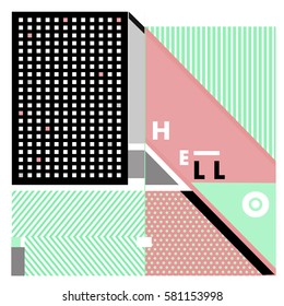 Trendy vector summer cards illustration with line elements and abstract colorful textures. Design for poster, card, invitation, brochure, and promotion template. Fashion art print and background.