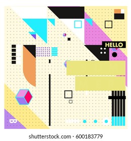 Trendy vector summer cards illustration with line elements and abstract colorful textures. Design for poster, card, invitation, brochure, and promotion template. Fashion art print and background.